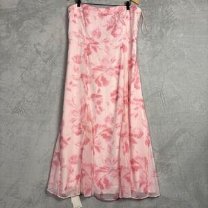 Abercrombie & Fitch Camille Strapless Godet Midi Dress Pink Floral Maxi Dress XL
